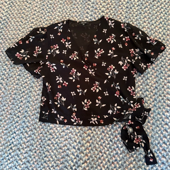 Madewell Floral Wrap Top sz XL EUC - Picture 4 of 8